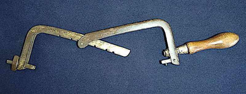Rare "Footprint" Antique Adjustable Blade Hacksaw - 8 to 12 Inches