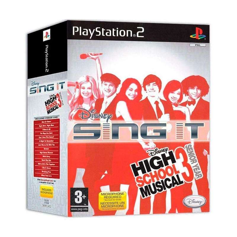 PS2 Disney Sing It High School Musical 3 Senior Year Game With Singstar Microphones Bundle / Boxed