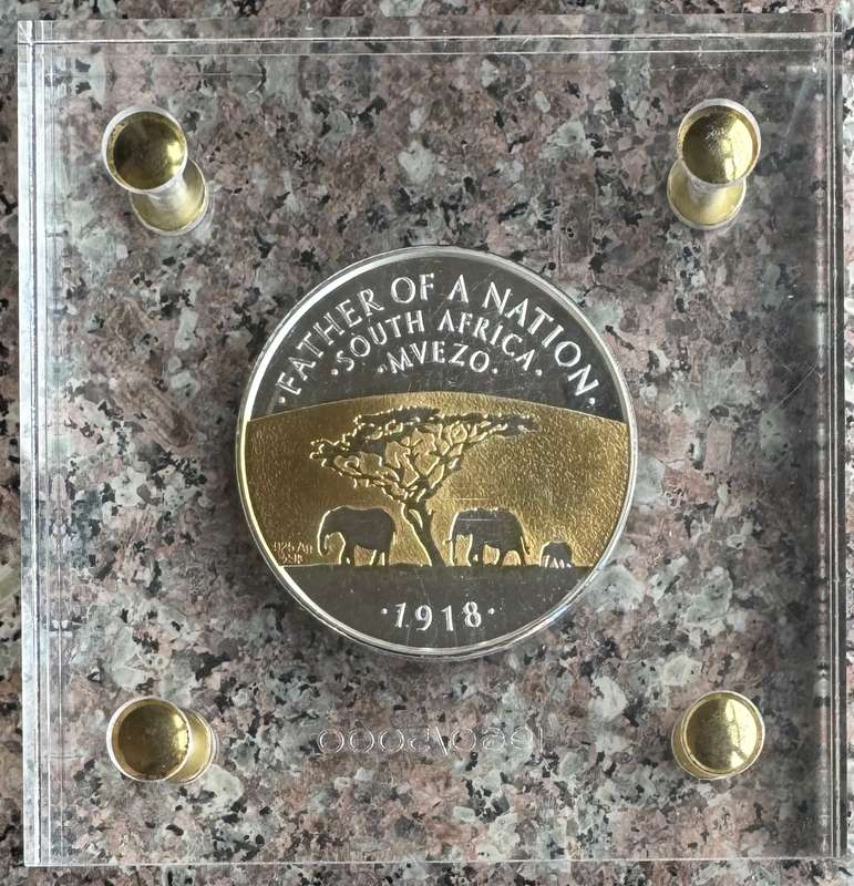 MANDELA FATHER OF  NATION 100GR PURE PROOF SILVER MEDALLION - MINTAGE 5000 - RELEASE PRICE 5000