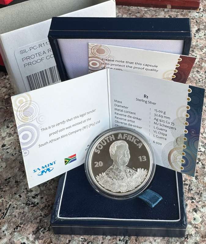 2013 SILVER RAND PROTEA - MANDELA LIFE OF A LEGEND MQ - PROOF - ORIGINAL AS ISSUED