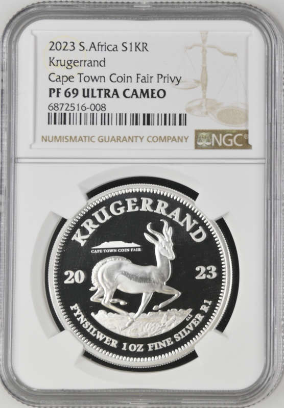 2023 KRUGERRAND PRIVY MINT MARK *CAPE TOWN *1oz FINE Silver PF69 ULTRA CAMEO - NGC 2ND FINEST GRADE