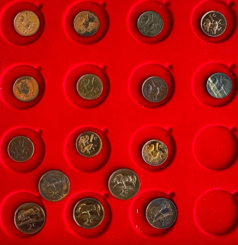 Set of 50 proof coins 50 cent to 1c -Pictured is what u will get - no silver rands price for the lot
