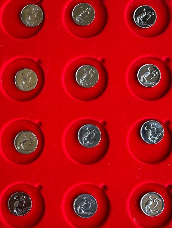 Set of 50 proof coins 50 cent to 1c -Pictured is what u will get - no silver rands price for the lot