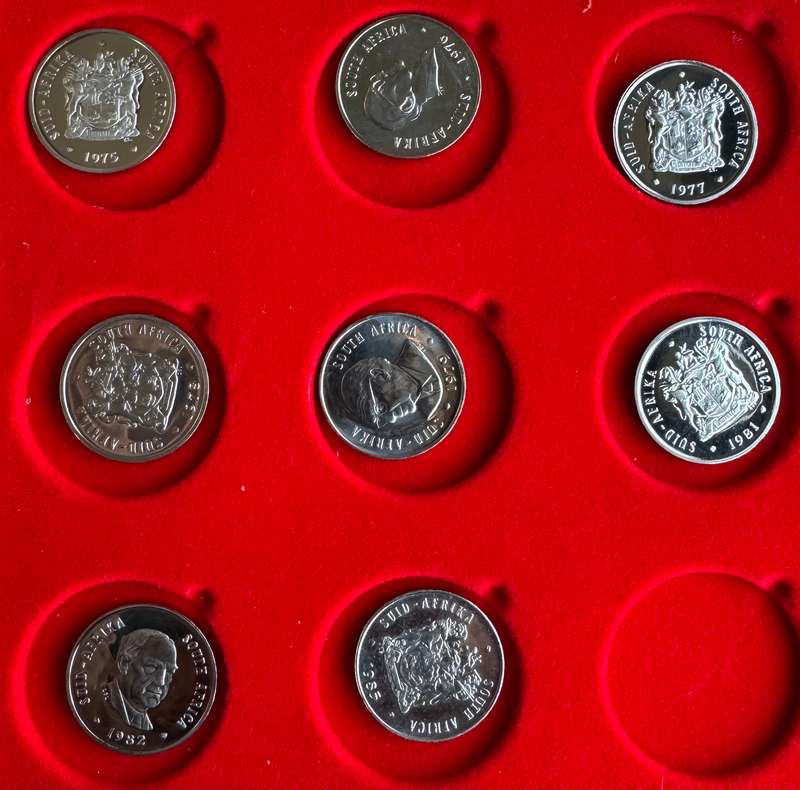 Set of 50 proof coins 50 cent to 1c -Pictured is what u will get - no silver rands price for the lot