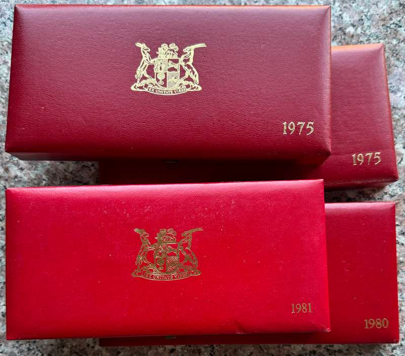 8 proof sets incomplete - pictured is what u will get - no silver rands price for the lot