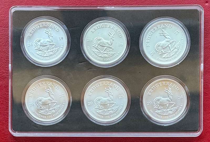 2019 TO 2024 Krugerrand 1oz FINE Silver Bullion 999 pure SET OF 6 - SPECIAL CASE INCLUDED -SET PRICE