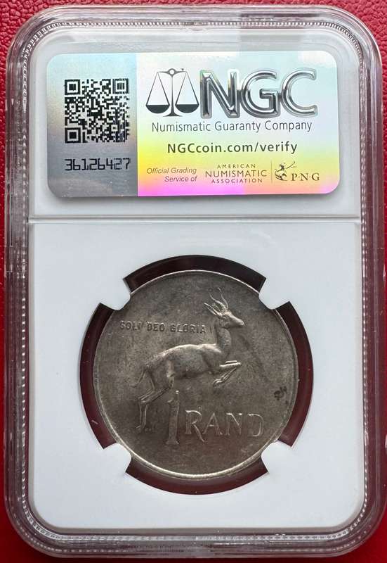 1966 SILVER RAND ** TAG EAR ** AFRIKAANS - AU58- NGC GRADED RARETY - ABOUT 600 MINTED
