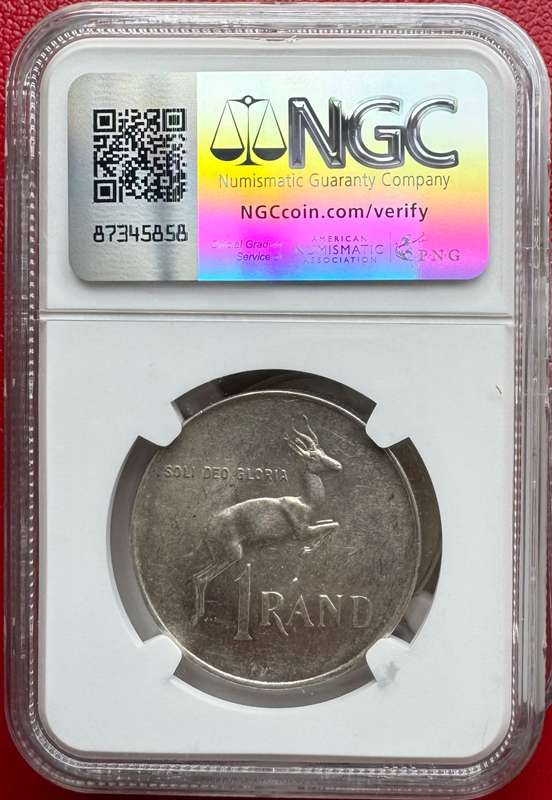 1966 SILVER RAND ** TAG EAR ** AFRIKAANS - MS61 - NGC GRADED RARETY - ABOUT 600 MINTED