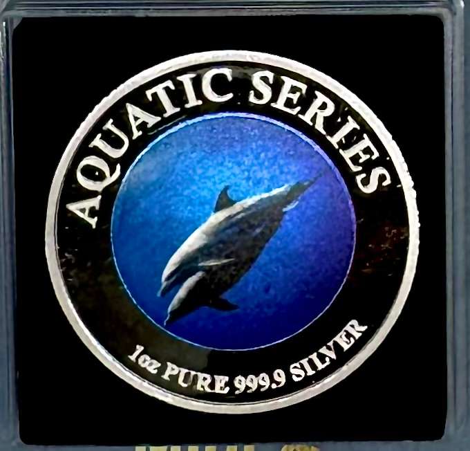 1oz SILVER 999.9 FINE - 2024 AQUATIC SERIES OF SOUTH AFRICA "BOTTLENOSE DOLPHIN "CERTIFIED & BAG