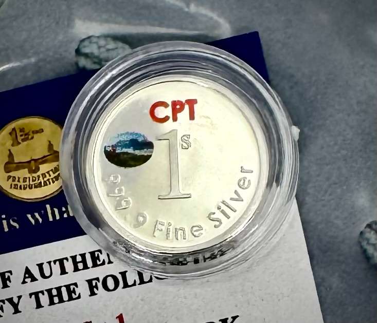1/10oz 3.11gr  SILVER 999.9 FINE - COLORIZED 1 SILVO "CPT" MINT MARK
