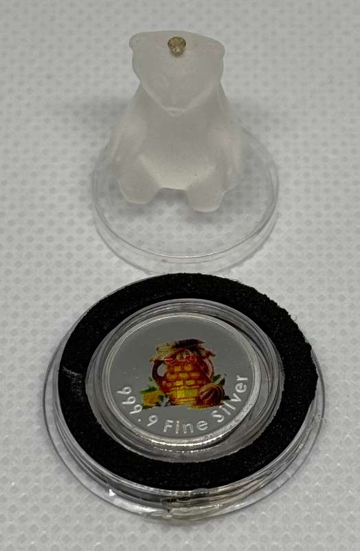 1/10oz 3.11gr PURE 999.9 SILVER CRYSTALS & GEMS COLORIZED SERIES IN DOME "SWAROVSKI BEAR"