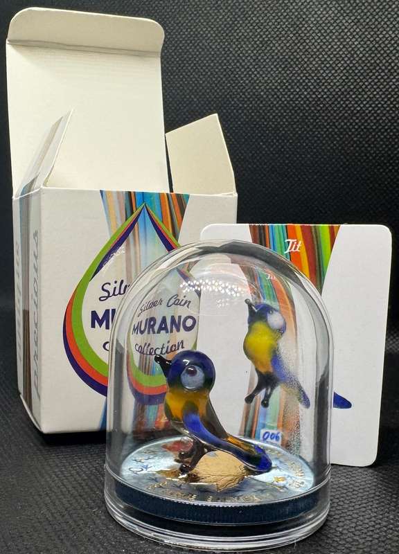 1oz CANADA MURANO 1OZ SILVER & TIT BIT FIGURINE SET + DOME, BOX & CERTIFICATE