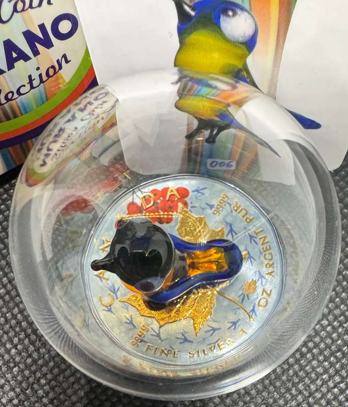1oz CANADA MURANO 1OZ SILVER & TIT BIT FIGURINE SET + DOME, BOX & CERTIFICATE