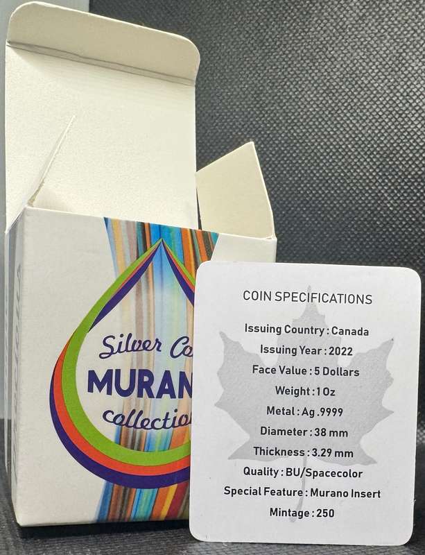 1oz CANADA MURANO 1OZ SILVER & PARROT FIGURINE SET + DOME, BOX & CERTIFICATE