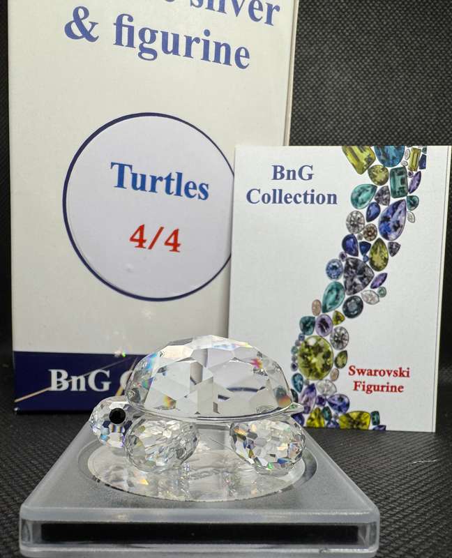1oz PURE 999.9 SILVER CRYSTALS & GEMS COLORIZED SERIES IN DOME "SWAROVSKI TURTLE " CERTIFIED &