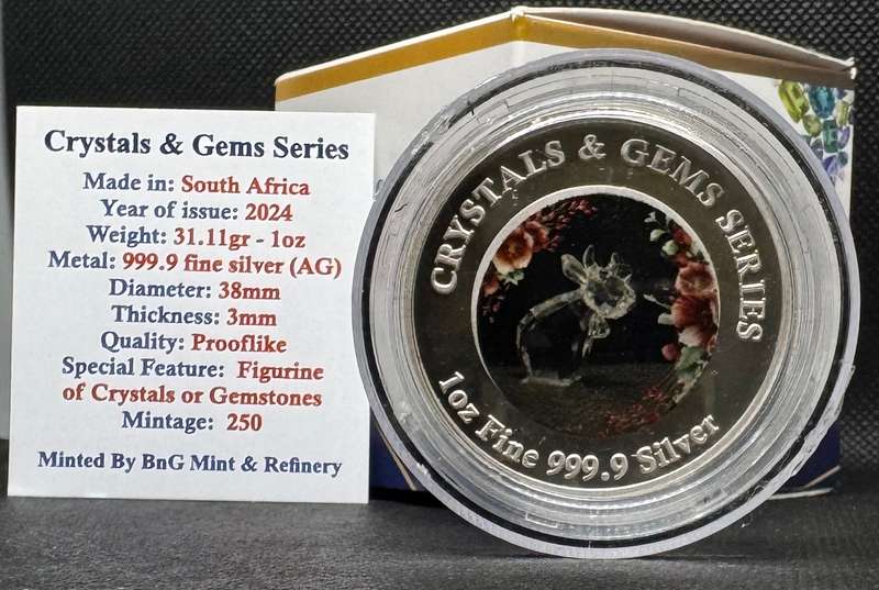 1oz PURE 999.9 SILVER CRYSTALS & GEMS COLORIZED SERIES IN DOME "SWAROVSKI MINI MO COW" CERTIFIED & B