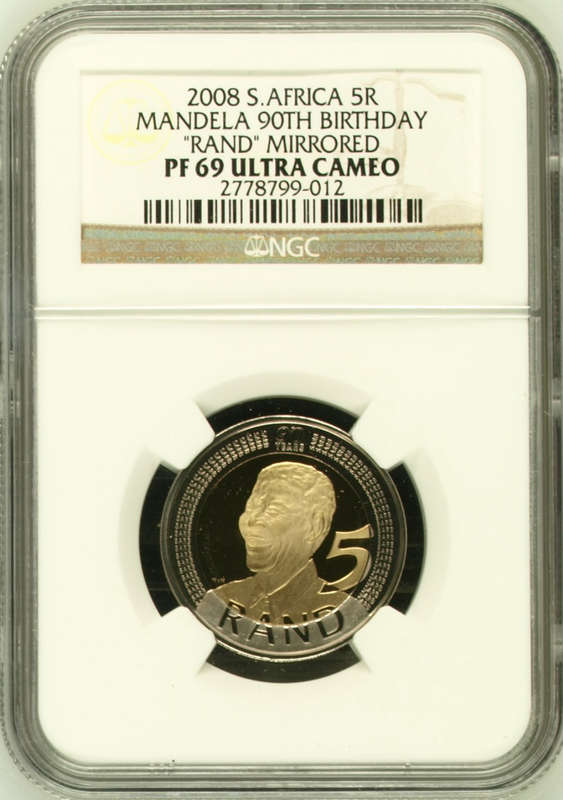 2008 MANDELA 90th BIRTHDAY R5 COIN - PF69 ULTRA CAMEO- NGC GRADE