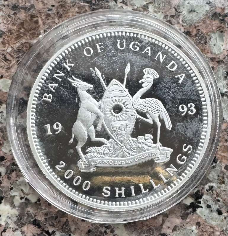 1993 UGANDA 2000 SHILLING - 1oz SILVER 999.9 - FAMOUS PLACES IN THE WORLD MUNICH