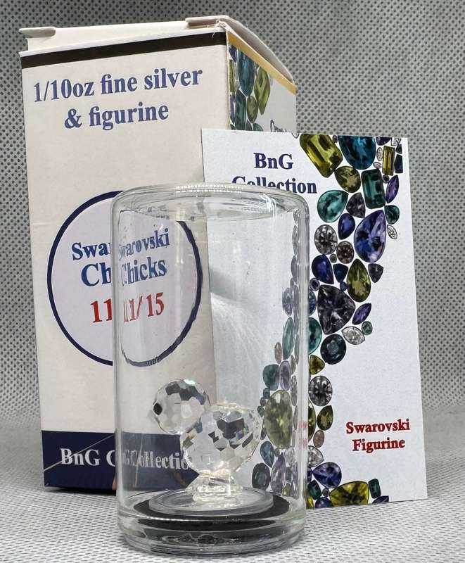 1/10oz 3.11gr PURE 999.9 SILVER CRYSTALS & GEMS COLORIZED SERIES IN DOME "SWAROVSKI CHICKS