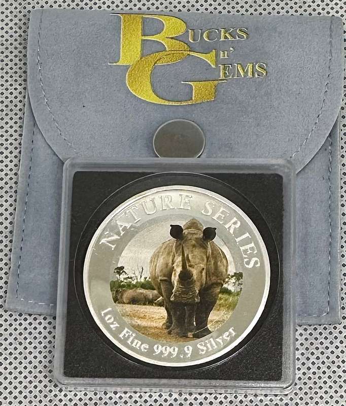 1oz SILVER 999.9 FINE - 2024 NATURE SERIES "RHINO"- CERTIFIED & MINT BAG