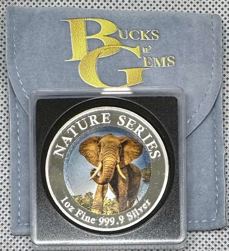1oz SILVER 999.9 FINE - 2024 NATURE SERIES "ELEPHANT"- CERTIFIED & MINT BAG