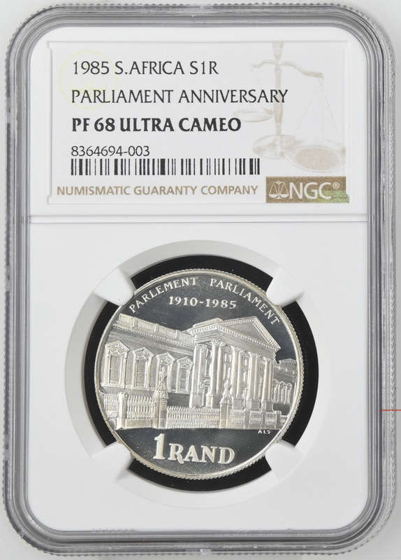1985 SILVER RAND - PARLIAMENTARY ANNIVERSARY - PF68 ULTRA CAMEO - NGC GRADE
