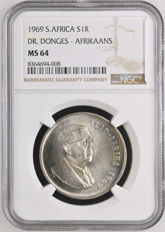 1969 SILVER RAND AFRIKAANS MS64 BRILLIANT UNC - NGC GRADED