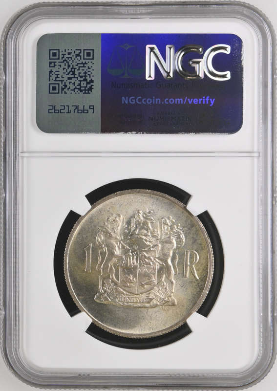 1969 SILVER RAND AFRIKAANS MS64 BRILLIANT UNC - NGC GRADED