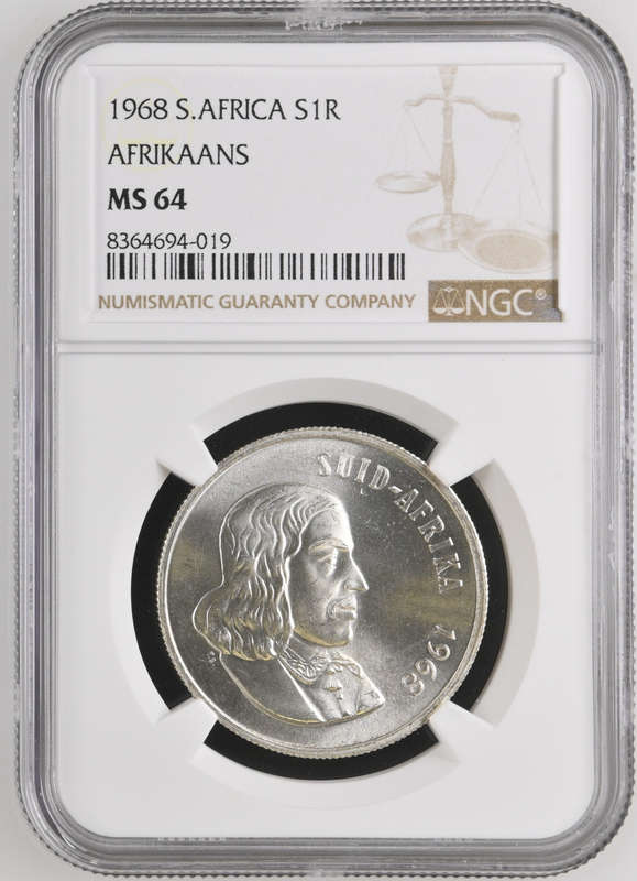1968 SILVER RAND AFRIKAANS - MS64 - NGC GRADE