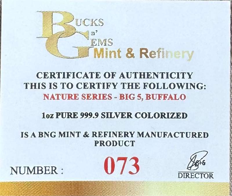 1oz SILVER 999.9 FINE - 2024 NATURE SERIES "BUFFALO "- CERTIFIED & MINT BAG
