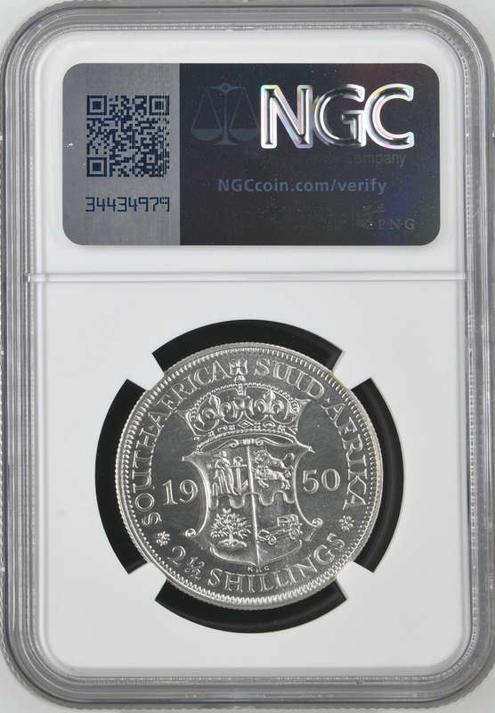 1950 SA 2.5 SHILLING - PF66 - NGC GRADE - MINTAGE 500