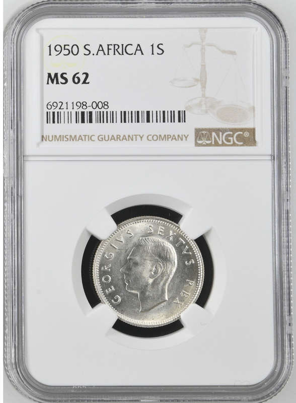 1950 SA 1 SHILLING - MS62- NGC GRADE