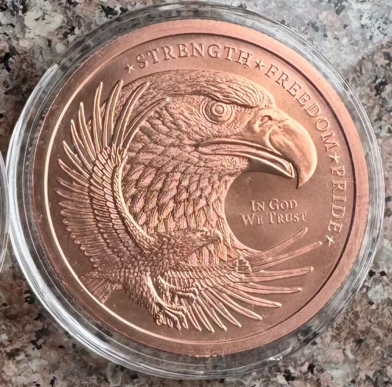 5oz COPPER ROUNDS 999.9 PURE - U.S.A EAGLE & FLAG