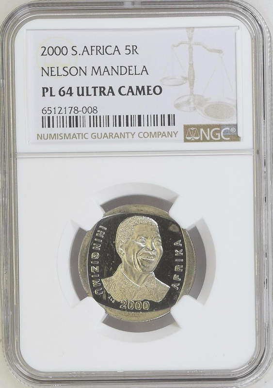2000 MANDELA R5 COIN - PL64 ULTRA CAMEO - NGC GRADE