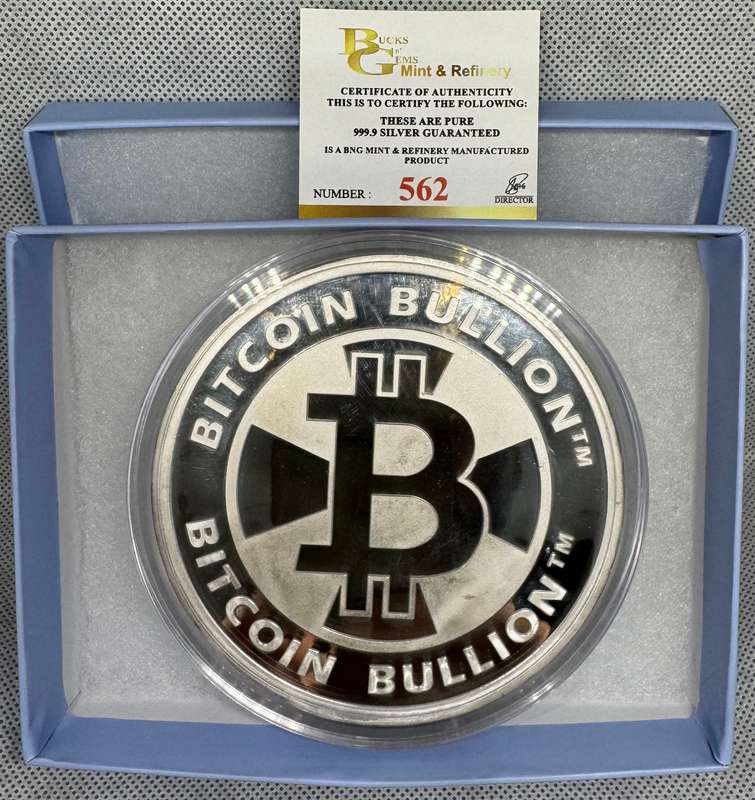 1kg PURE SILVER PROOF MINTED ROUND *BITCOIN* BOX & CERTIFICATE