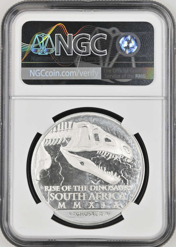 2019 RSA S25R 1oz FINE SILVER RISE OF THE DINOSAURS ARCHOSAURIA-EUPARKERIA - MS69 - NGC GRADE