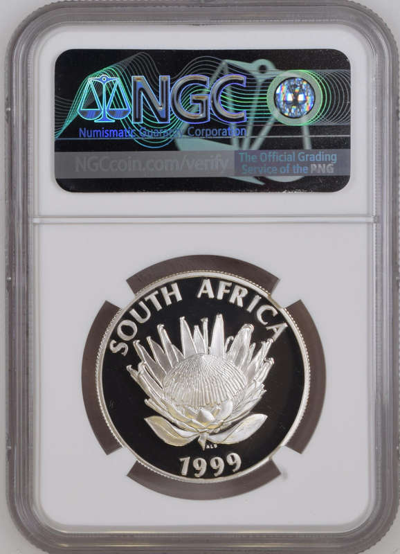 1999 SA - SILVER PROTEA RAND - MINE TOWER - PF69 UC - NGC GRADED