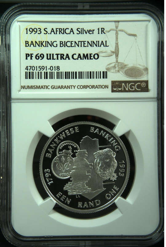 1993 SA - SILVER PROTEA RAND - BANKING BICENTENNIAL - PF69 UC - NGC GRADED