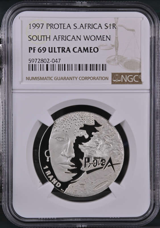1997 SA - SILVER PROTEA RAND - WOMAN - PF69 UC - NGC GRADED