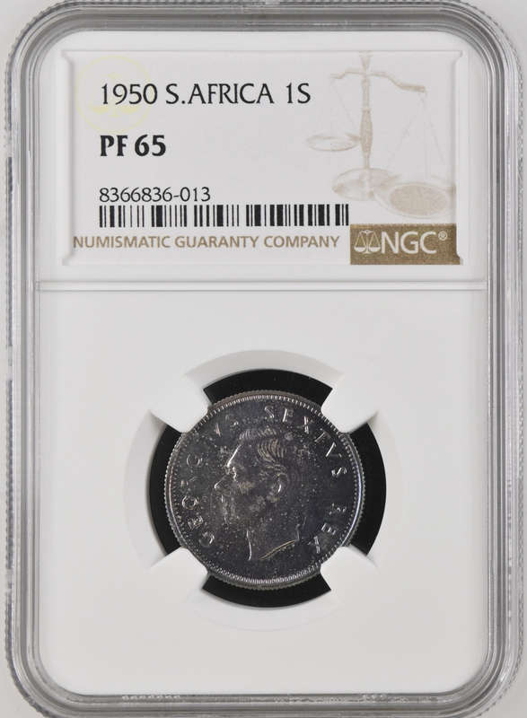 1950 SA 1 SHILLING - PF65 - NGC GRADE - MINTAGE 500