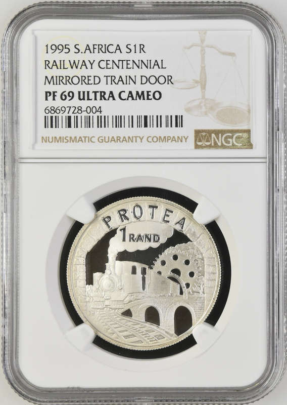 1995 SA - SILVER PROTEA RAND - RAILWAY MIRRORED DOOR - PF69 UC - NGC GRADED