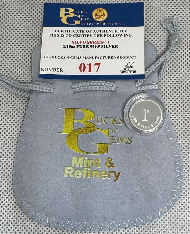 1/10oz 3.11gr SILVER 999.9 FINE - 1 SILVO 2025 - CERTIFIED & MINT BAG