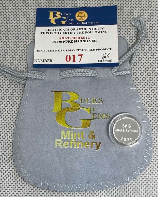 1/10oz 3.11gr SILVER 999.9 FINE - 1 SILVO 2025 - CERTIFIED & MINT BAG