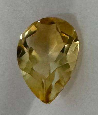 CERTIFIED 1.6060 cts - Medium Light Yellow - NATURAL CITRINE - pear cut - LI2 / G