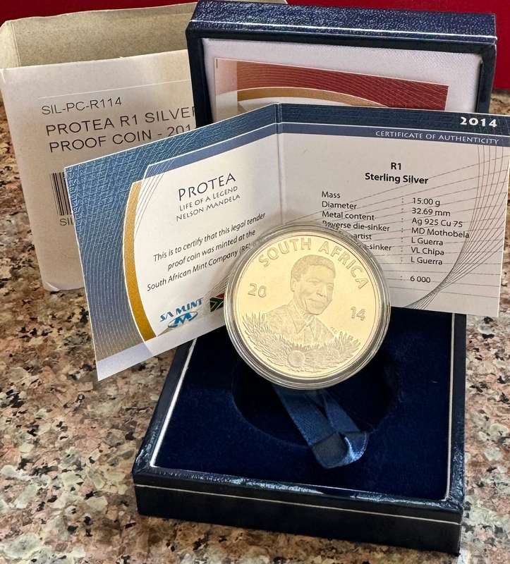 2014 SILVER RAND PROTEA - MANDELA LIFE OF A LEGEND EDUCATION - PROOF - ORIGINAL AS ISSUED