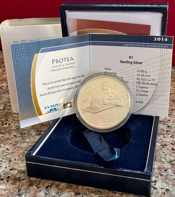 2014 SILVER RAND PROTEA - MANDELA LIFE OF A LEGEND EDUCATION - PROOF - ORIGINAL AS ISSUED