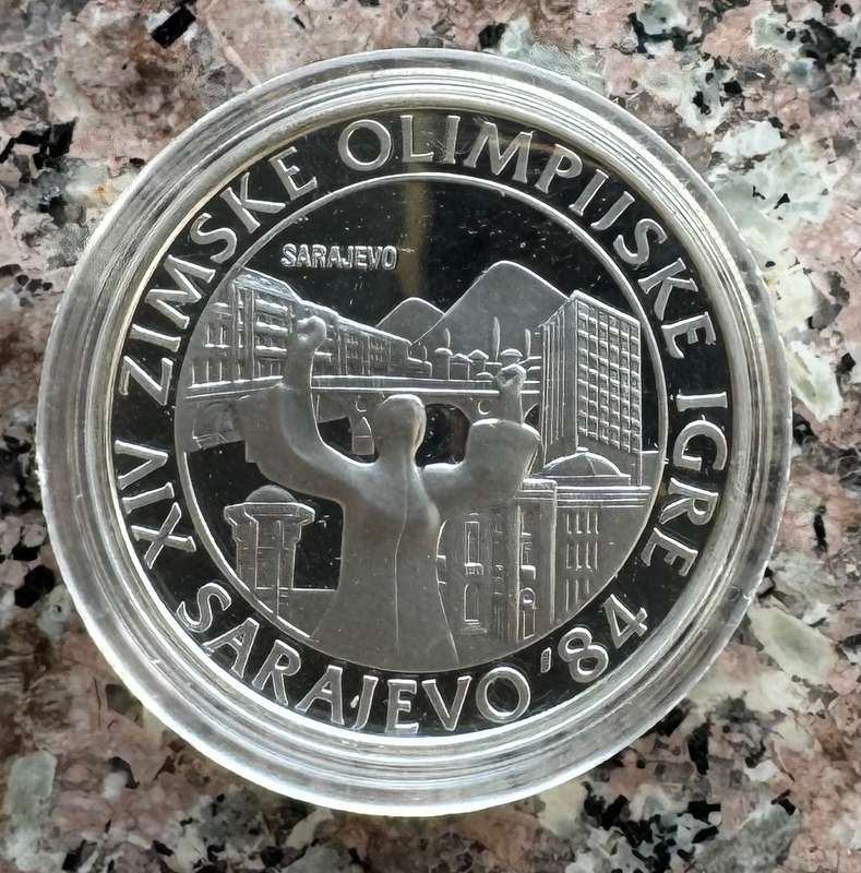 1983 YUGOSLAVIA 250 DINARA WINTER OLYMPICS - ARTIFACT - 925 SILVER PROOF