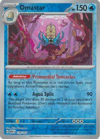 Pokemon - Omanyte [Standard] & Omastar [Reverse Holo] - Scarlet & Violet 151 - NM