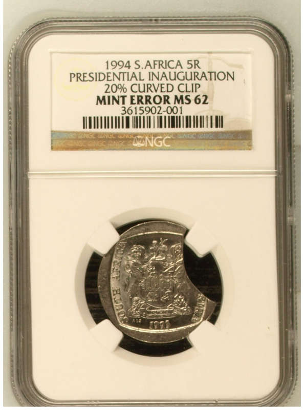 1994 R5 20% CURVED CLIP MINT ERROR NGC MS62