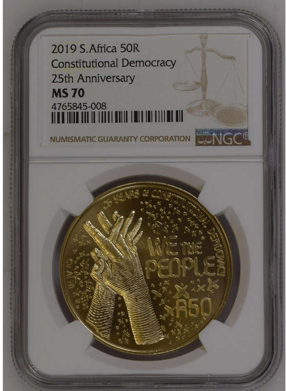 2019 CONSTITUTIONAL DEMOCRACY coin R50 NGC MS70